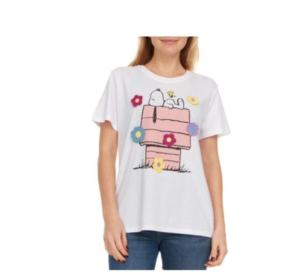 Women's Crochet Character Tee Peanuts Snoopy Size L